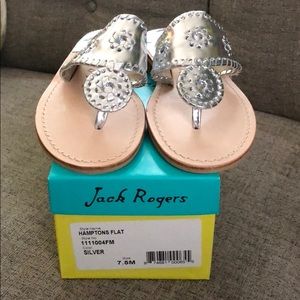 Jack Rogers Hamptons Flat Silver 7.5